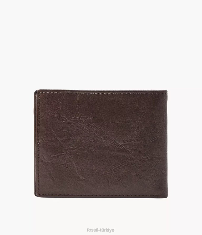 Fossil 6J041671 kahverengi Flip ID'li Neel Bifold cüzdan erkekler