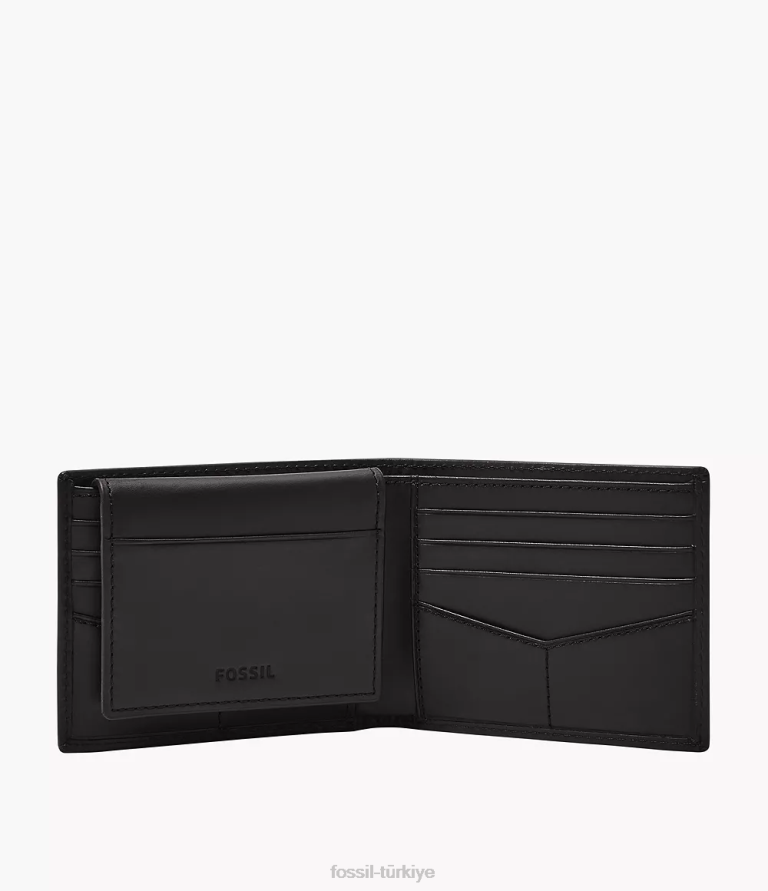 Fossil 6J041689 siyah derrick rfid şifresi cüzdan erkekler