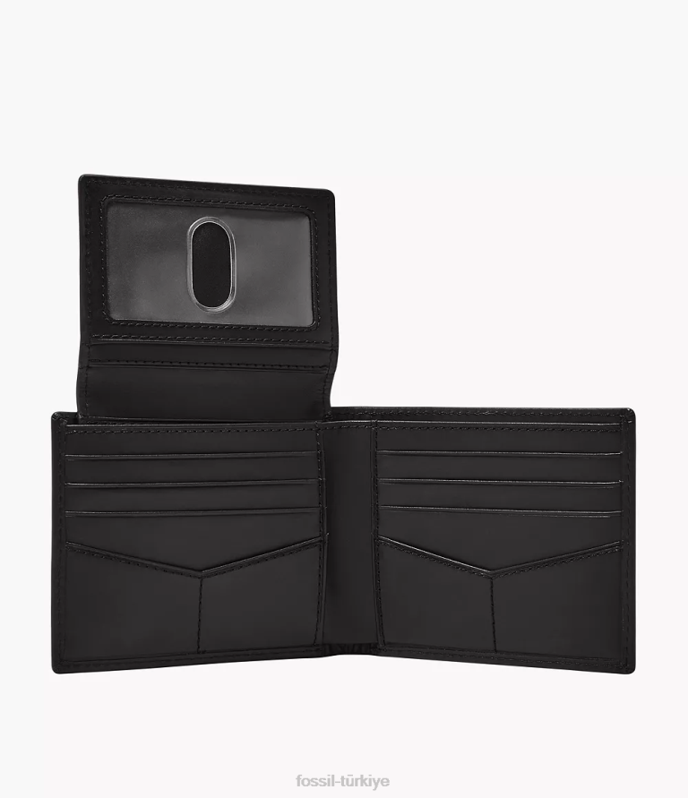 Fossil 6J041689 siyah derrick rfid şifresi cüzdan erkekler