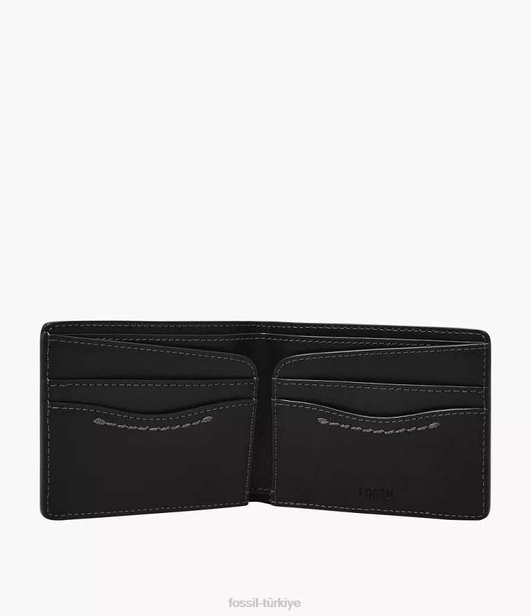 Fossil 6J041702 siyah Tremont iki katlı cüzdan erkekler