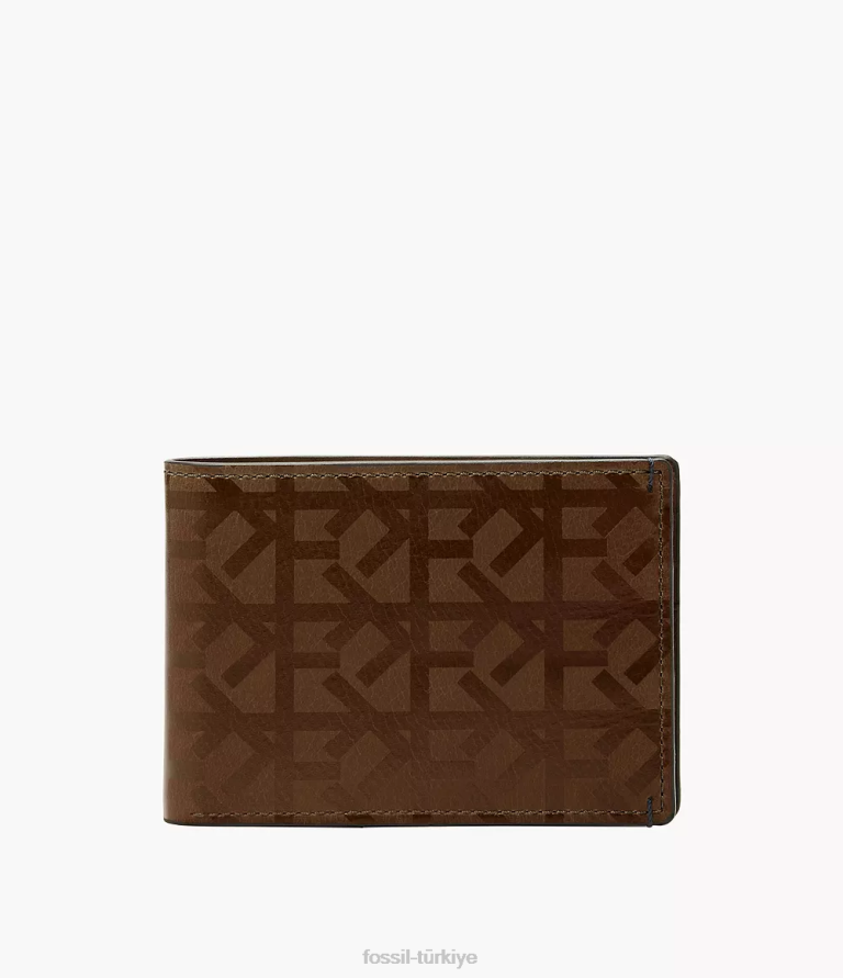Fossil 6J041819 kahverengi bronson ön cep ikiye katlanır cüzdan erkekler