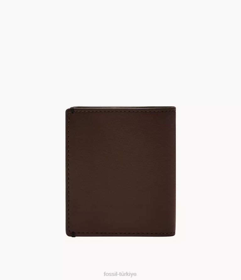 Fossil 6J041828 koyu kahverengi Joshua bozuk para cebi iki katlı cüzdan erkekler