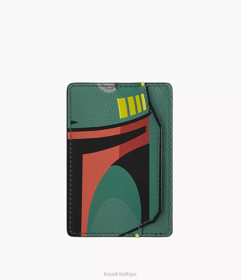 Fossil 6J041712 yeşil yıldız savaşları boba fett kart kutusu cüzdan erkekler