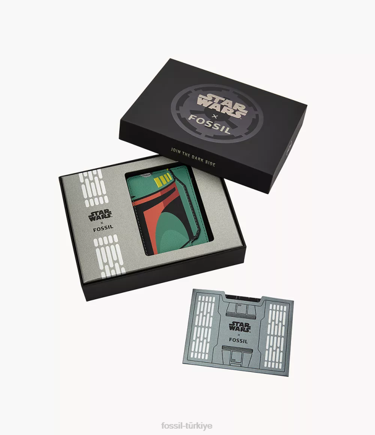 Fossil 6J041712 yeşil yıldız savaşları boba fett kart kutusu cüzdan erkekler