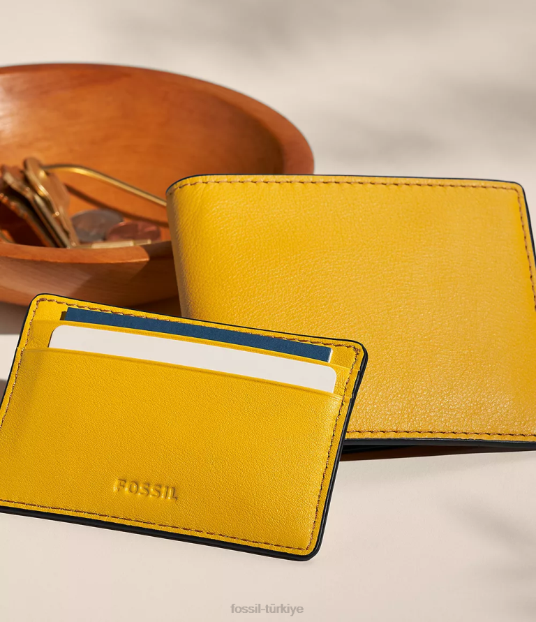 Fossil 6J041725 sarı steven kart durumda cüzdan erkekler