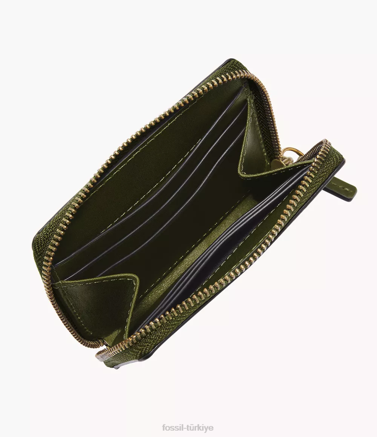 Fossil 6J041727 zeytin Westover zip kartı kutusu cüzdan erkekler