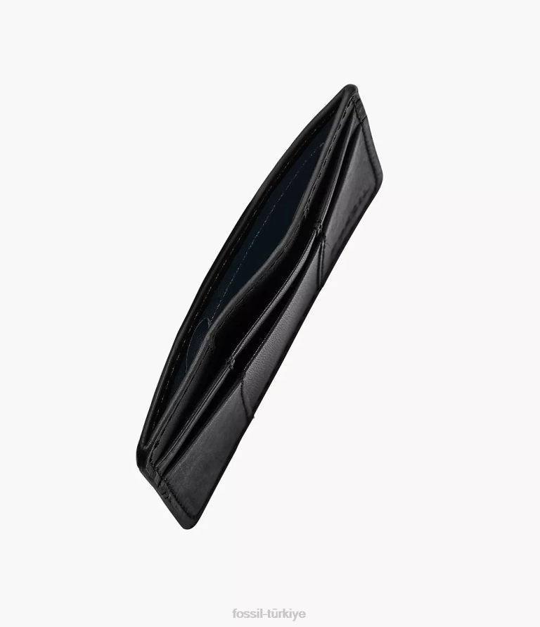 Fossil 6J041731 siyah everett kart durumda cüzdan erkekler