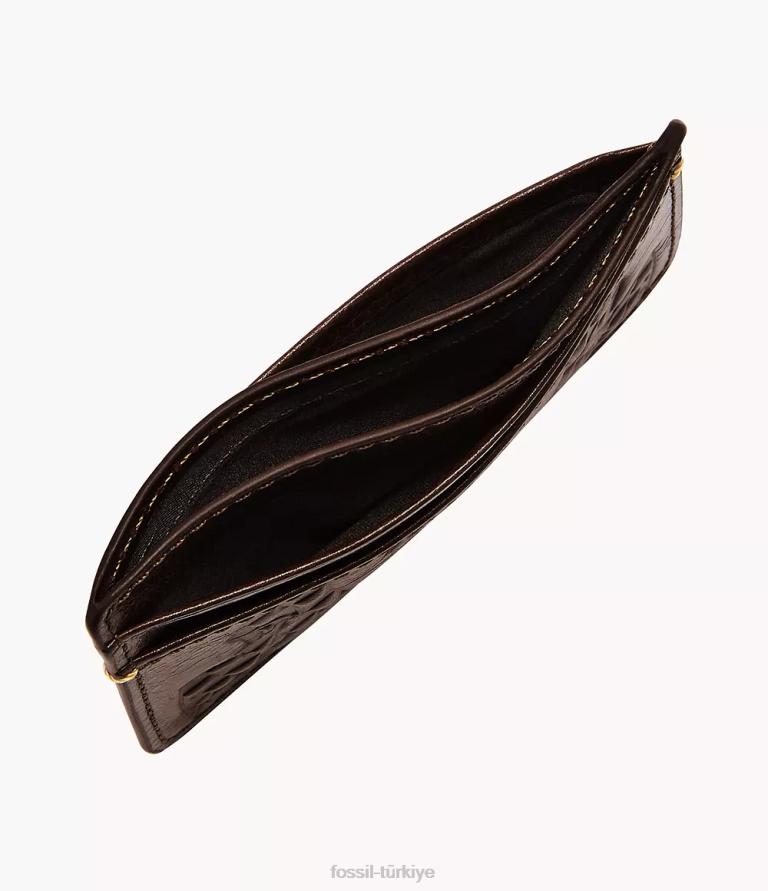 Fossil 6J041735 koyu kahverengi bronson kart durumda cüzdan erkekler
