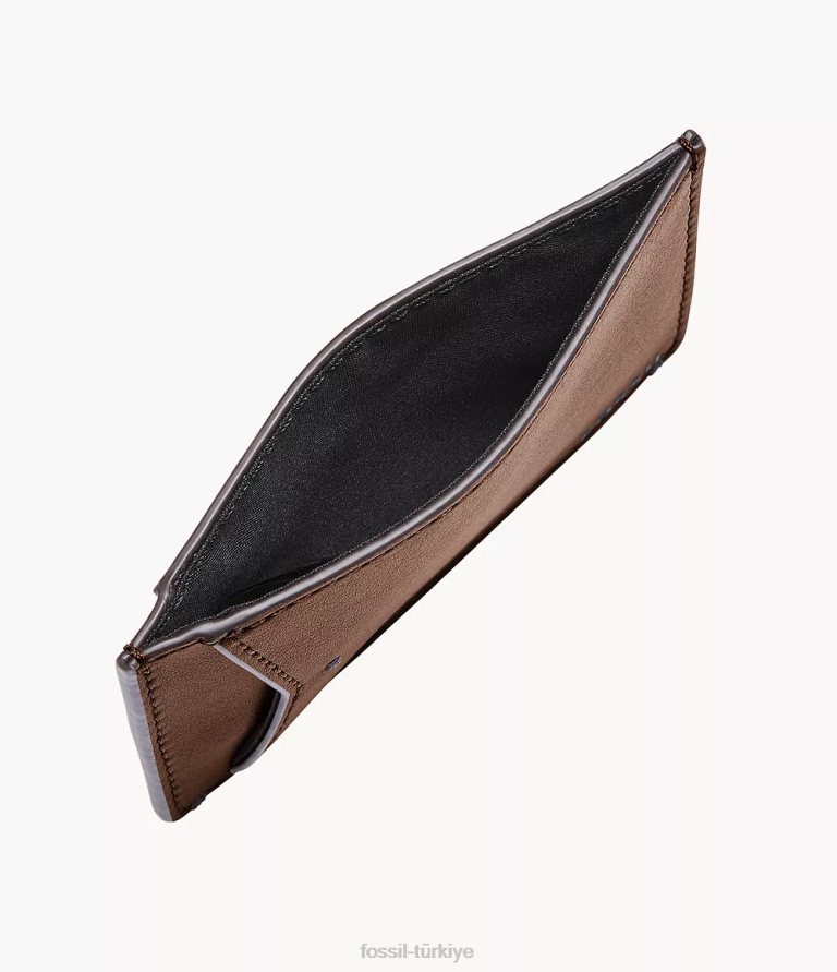 Fossil 6J041737 kahverengi Joshua kaktüs deri kart kılıfı cüzdan erkekler