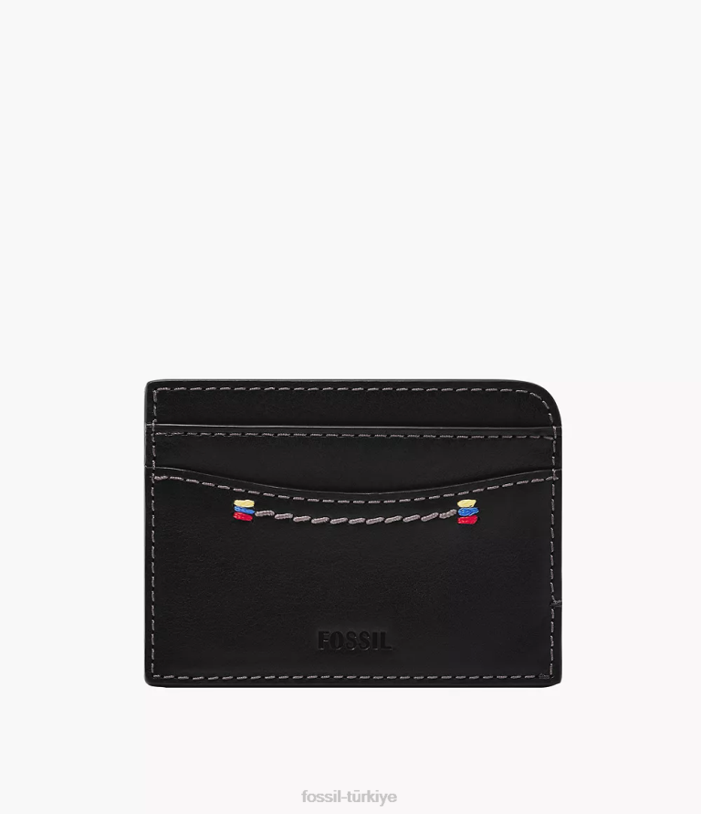 Fossil 6J041743 siyah tremont kart durumda cüzdan erkekler