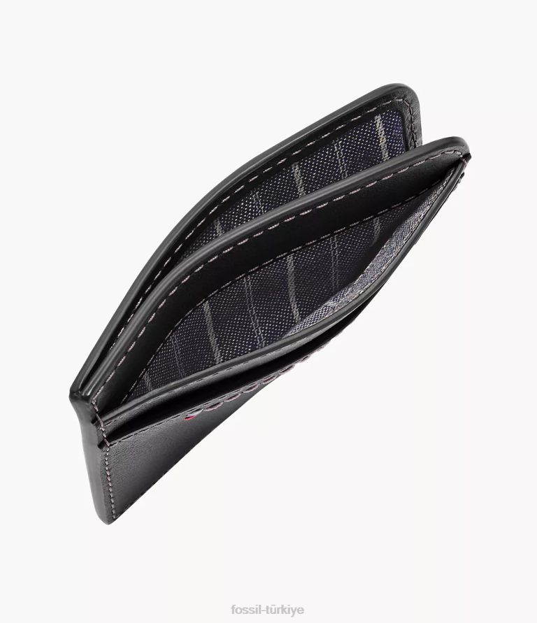Fossil 6J041743 siyah tremont kart durumda cüzdan erkekler