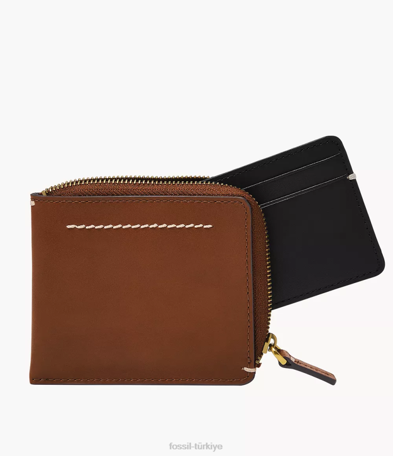 Fossil 6J041746 siyah westover l zip kart kutusu cüzdan erkekler