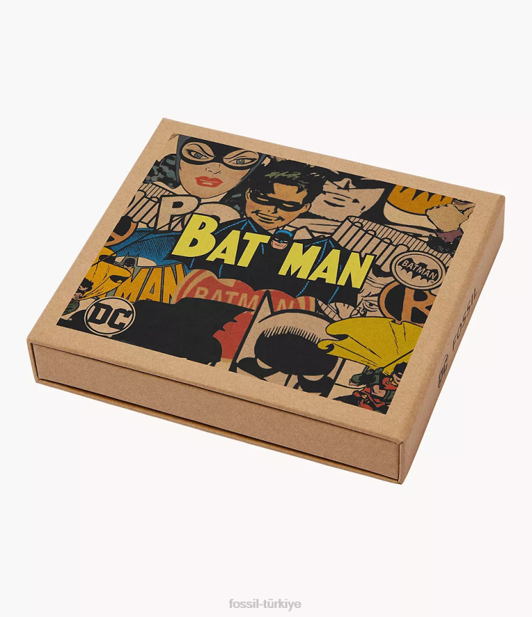 Fossil 6J041805 mavi sınırlı sayıda Batman eski kart kutusu cüzdan erkekler