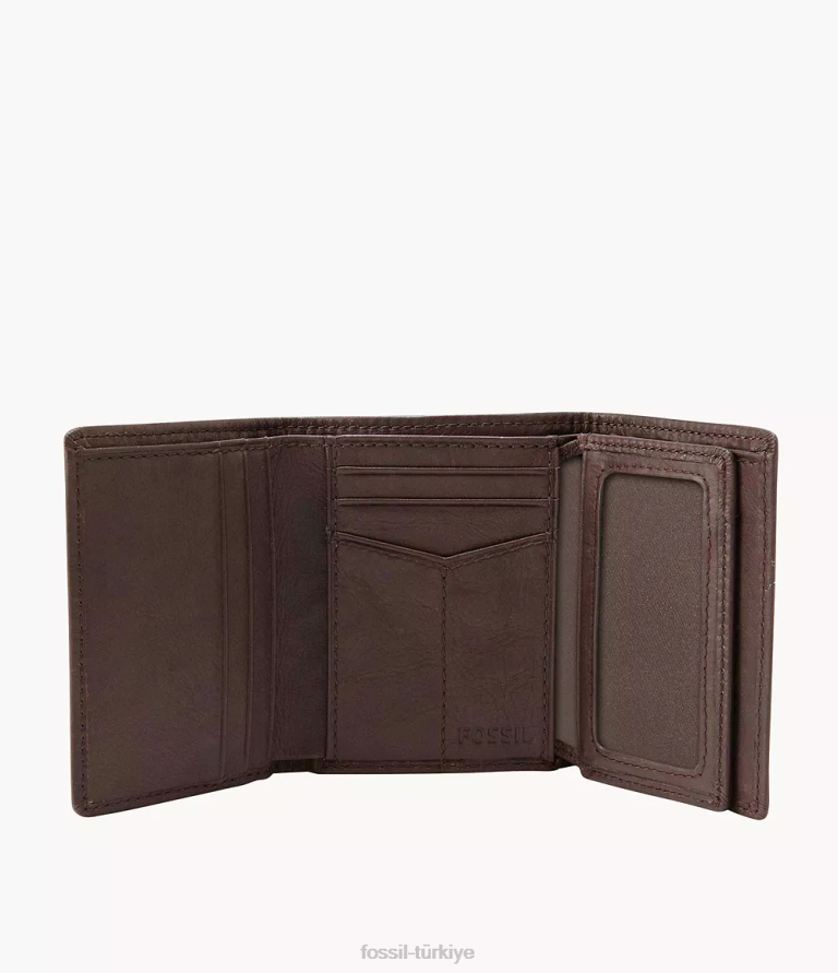 Fossil 6J041756 kahverengi ingram üç katlı cüzdan cüzdan erkekler
