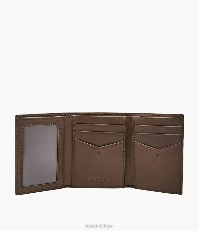 Fossil 6J041781 kahverengi allen rfid üç katlı cüzdan erkekler