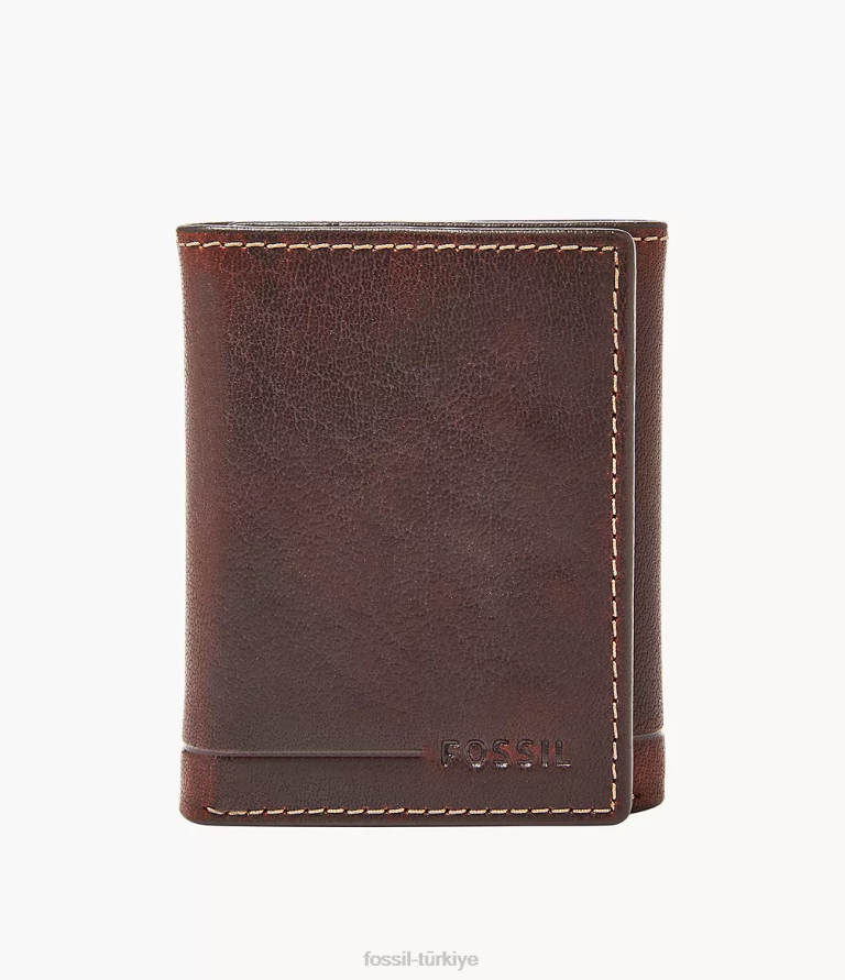 Fossil 6J041794 kahverengi allen rfid üç katlı cüzdan erkekler