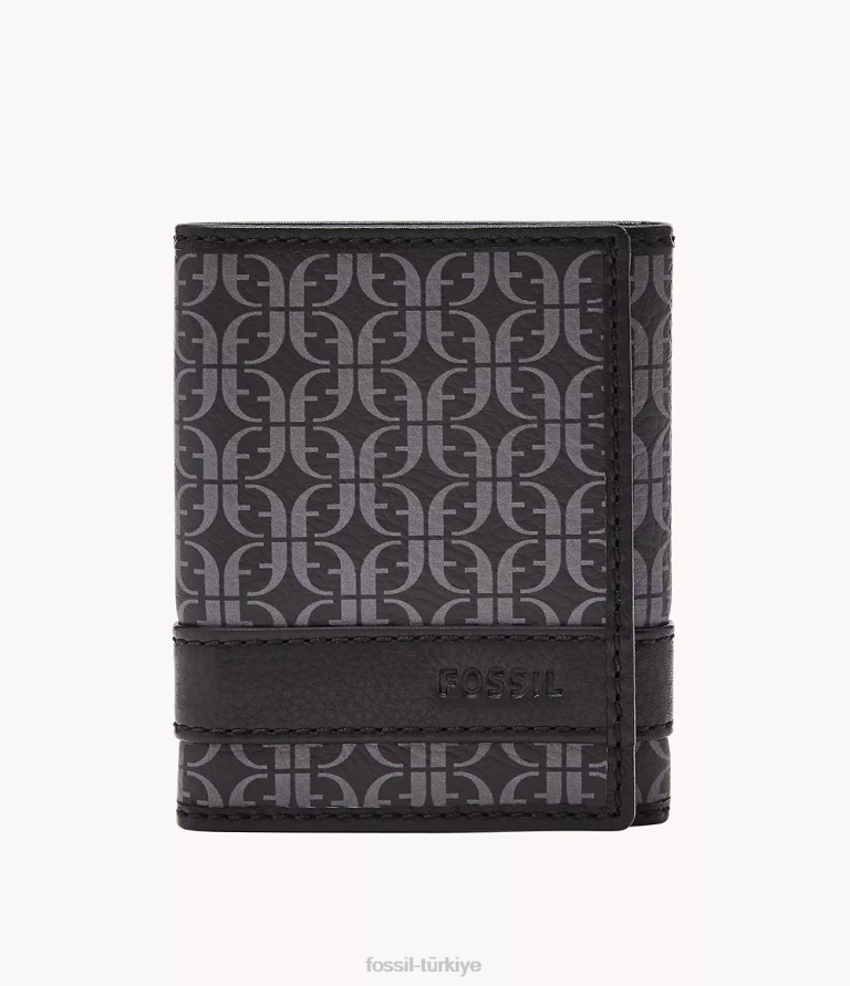 Fossil 6J041822 siyah Lufkin üç katlı cüzdan erkekler