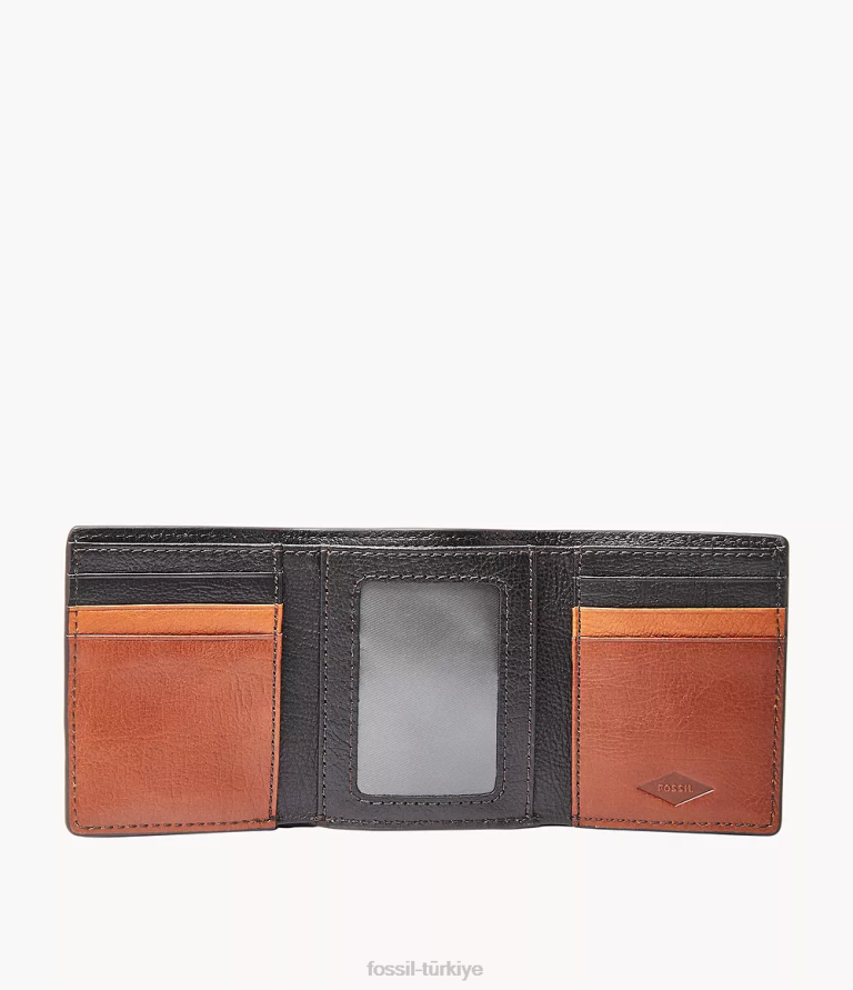 Fossil 6J041835 siyah/çoklu easton rfid üç katlı cüzdan erkekler