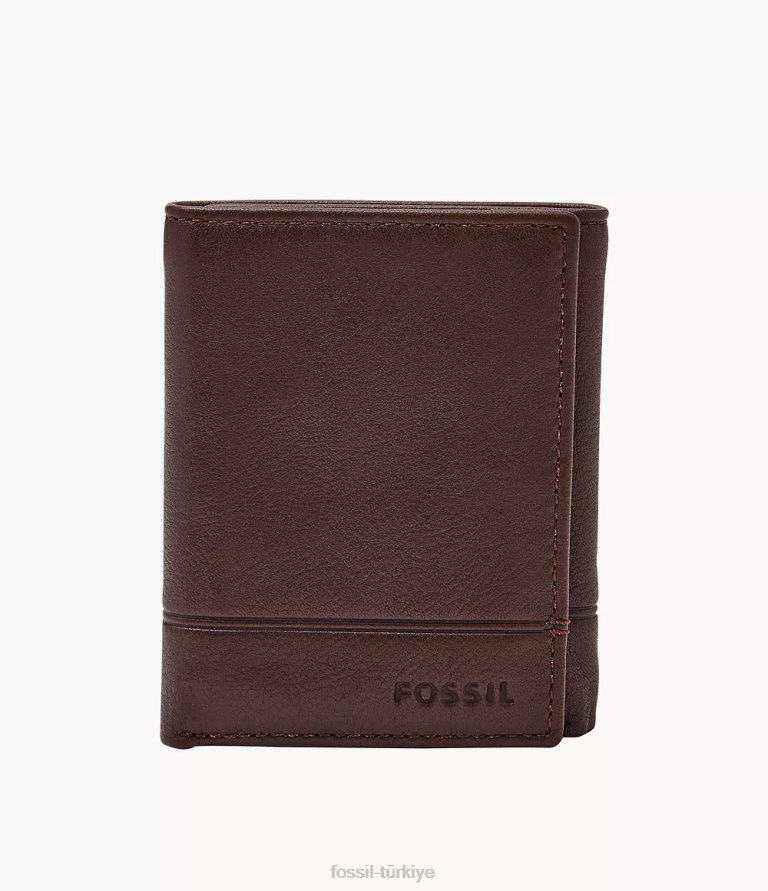 Fossil 6J041843 koyu kahverengi Brooks üç katlı cüzdan erkekler