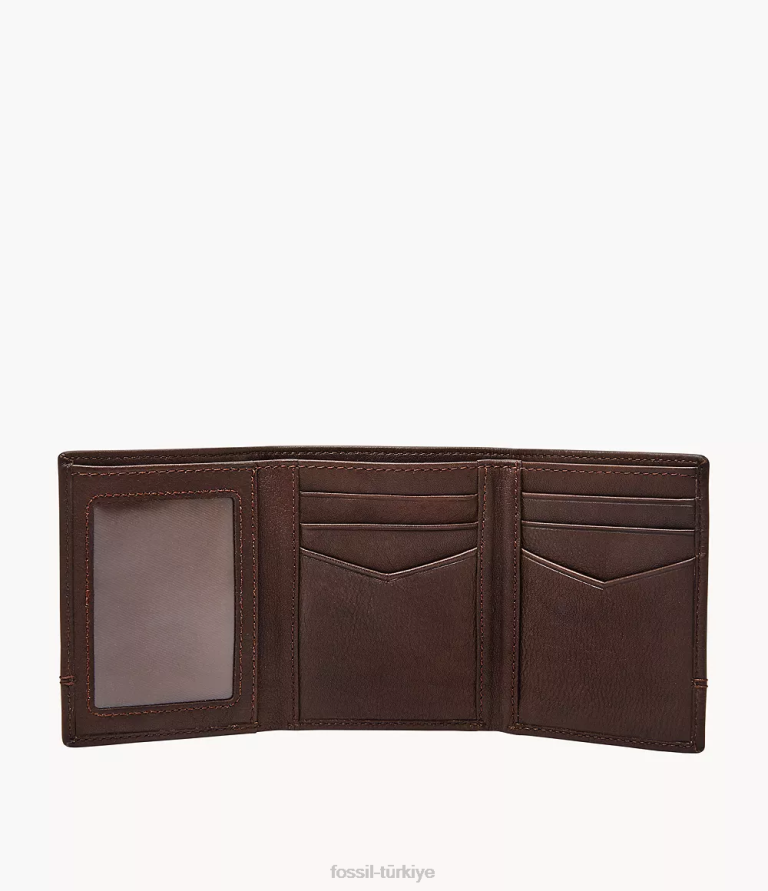Fossil 6J041843 koyu kahverengi Brooks üç katlı cüzdan erkekler
