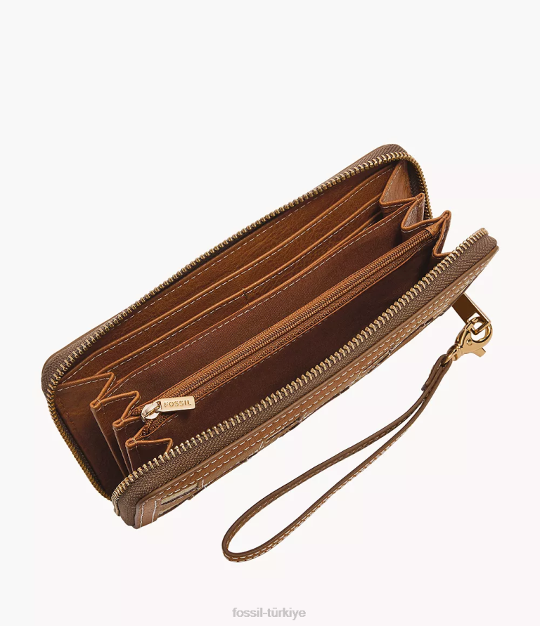 Fossil 6J04788 sele Logan debriyajın etrafında fermuar cüzdan kadınlar