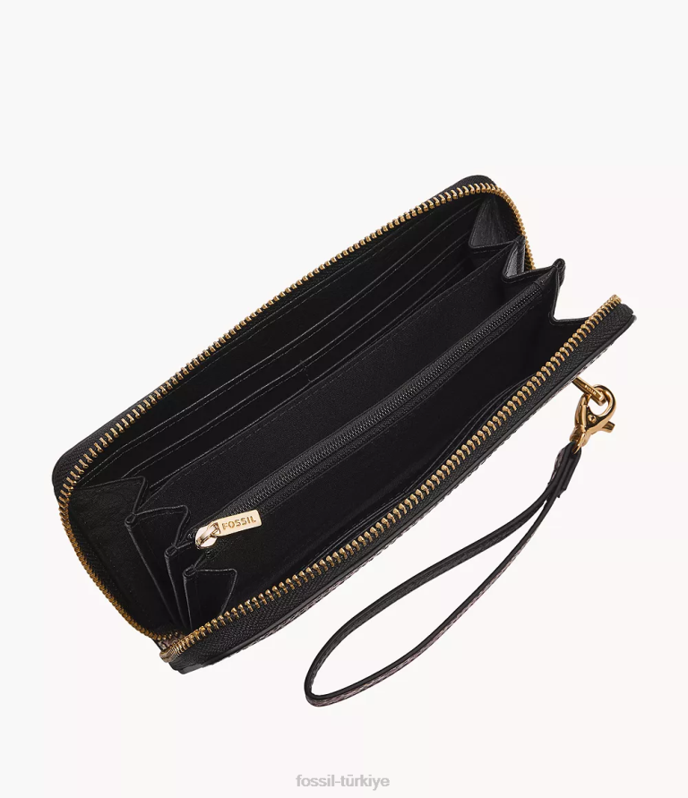 Fossil 6J04797 yılan baskı Logan debriyajın etrafında fermuar cüzdan kadınlar