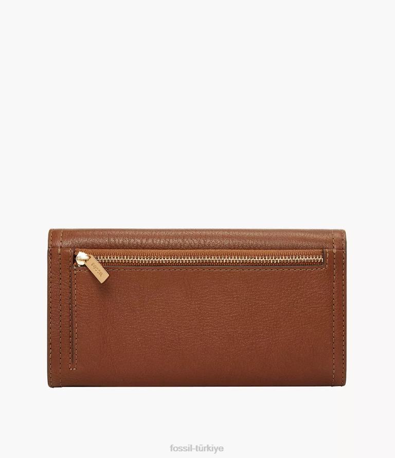 Fossil 6J04801 kahverengi logan rfid kapaklı debriyaj cüzdan kadınlar