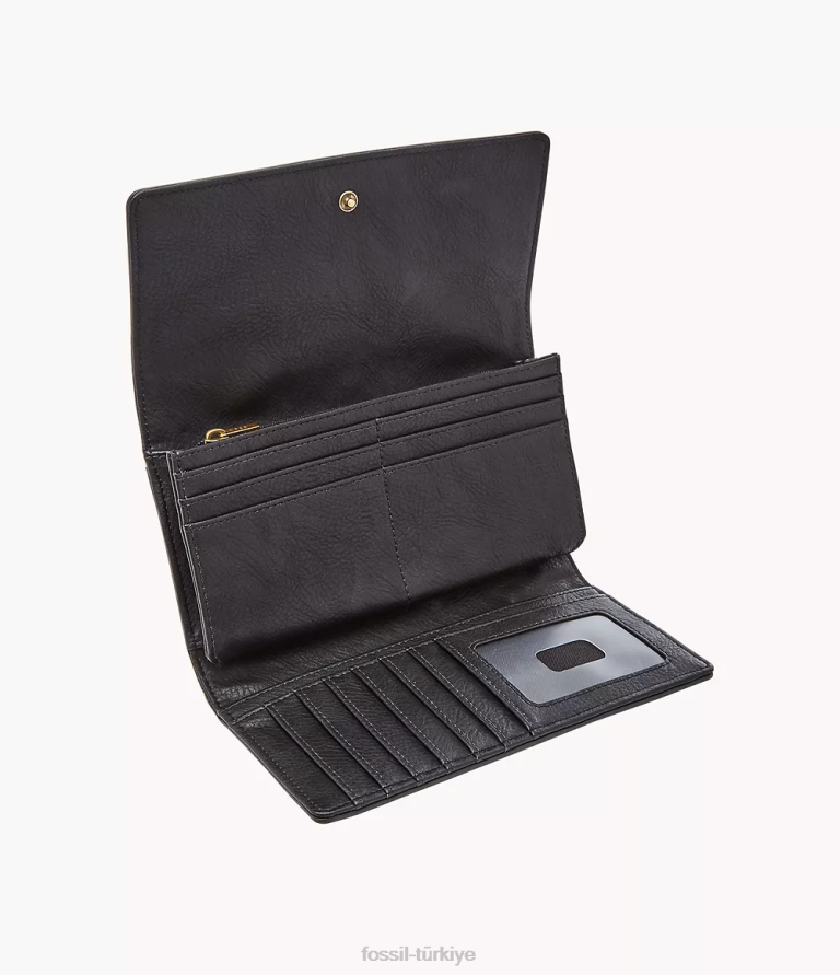 Fossil 6J04803 siyah logan rfid kapaklı debriyaj cüzdan kadınlar