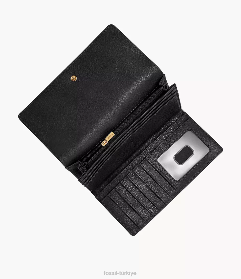 Fossil 6J04803 siyah logan rfid kapaklı debriyaj cüzdan kadınlar