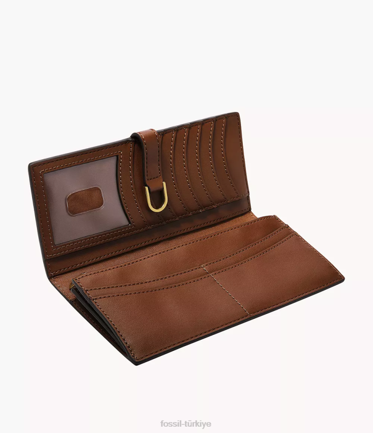 Fossil 6J04811 kahverengi kier kaktüs deri sekmeli debriyaj cüzdan kadınlar