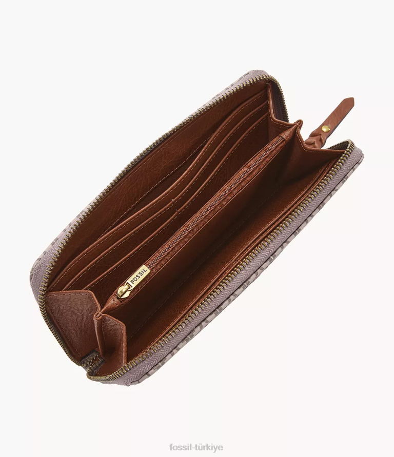 Fossil 6J04831 haki tara fermuarlı debriyaj cüzdan kadınlar