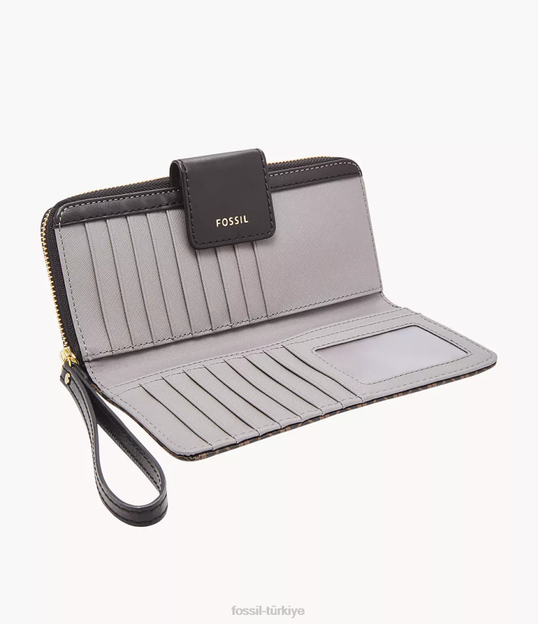 Fossil 6J04881 siyah madison fermuarlı debriyaj cüzdan kadınlar