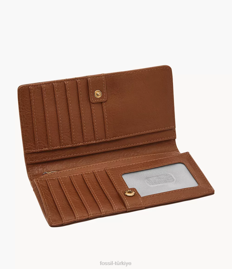 Fossil 6J04807 kahverengi liza ince iki katlı cüzdan kadınlar