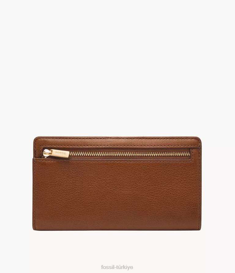Fossil 6J04807 kahverengi liza ince iki katlı cüzdan kadınlar