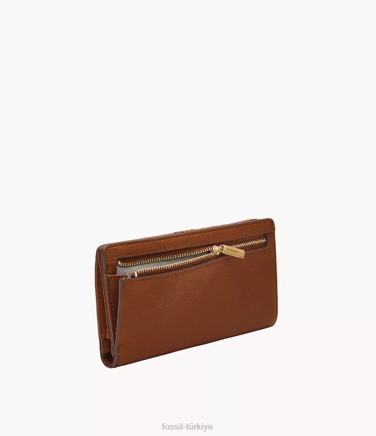 Fossil 6J04807 kahverengi liza ince iki katlı cüzdan kadınlar