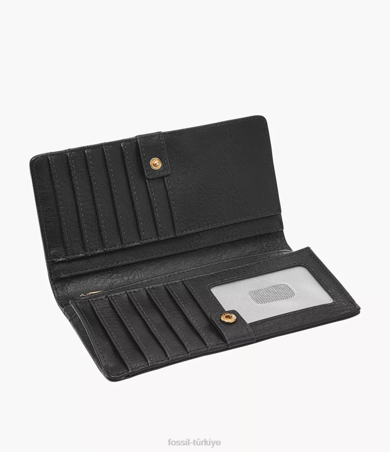 Fossil 6J04808 siyah liza ince iki katlı cüzdan kadınlar