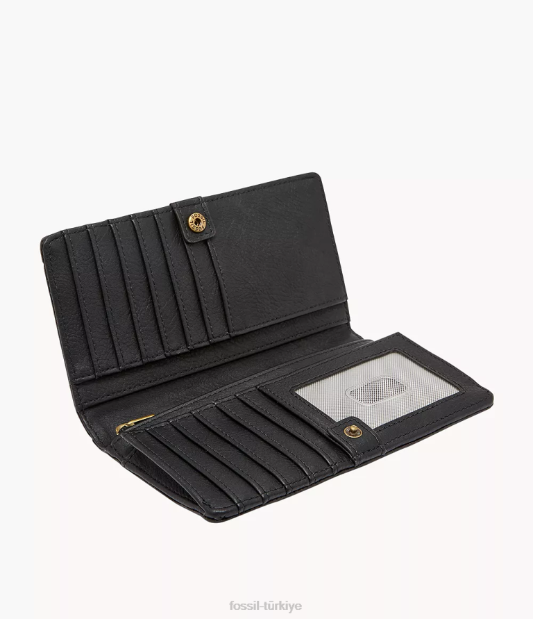 Fossil 6J04810 siyah liza ince iki katlı cüzdan kadınlar