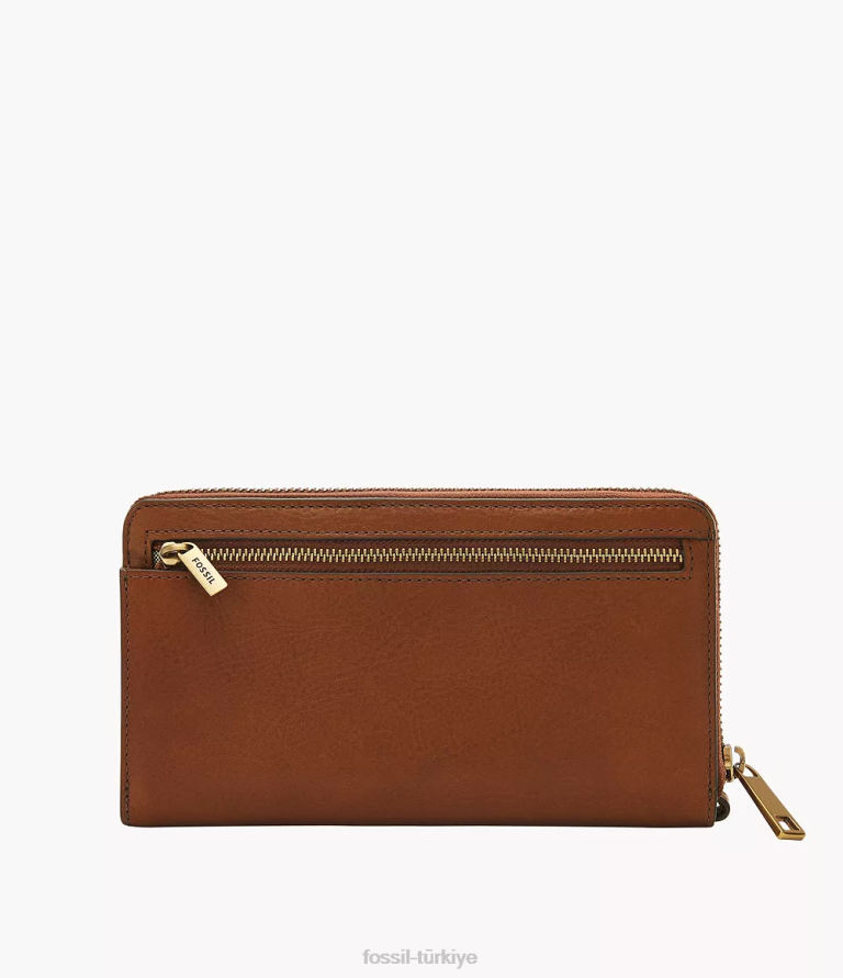 Fossil 6J04880 kahverengi liza debriyajın etrafında fermuar cüzdan kadınlar