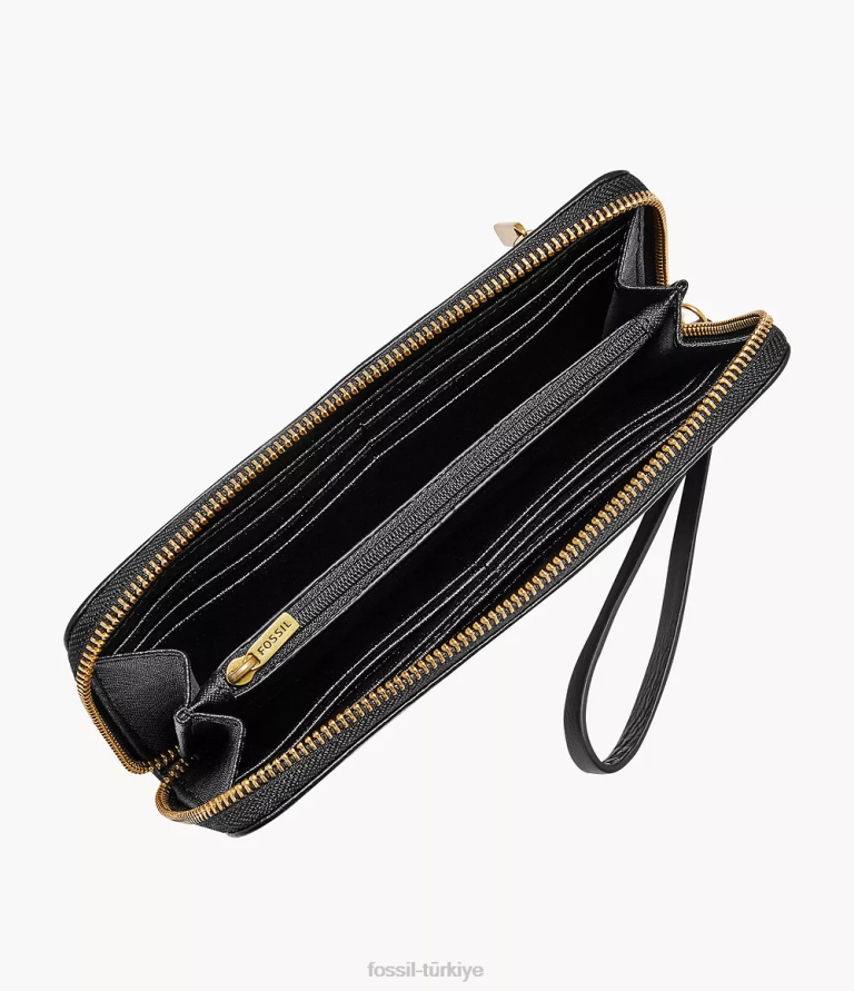 Fossil 6J04823 siyah jori rfid zip debriyajı cüzdan kadınlar