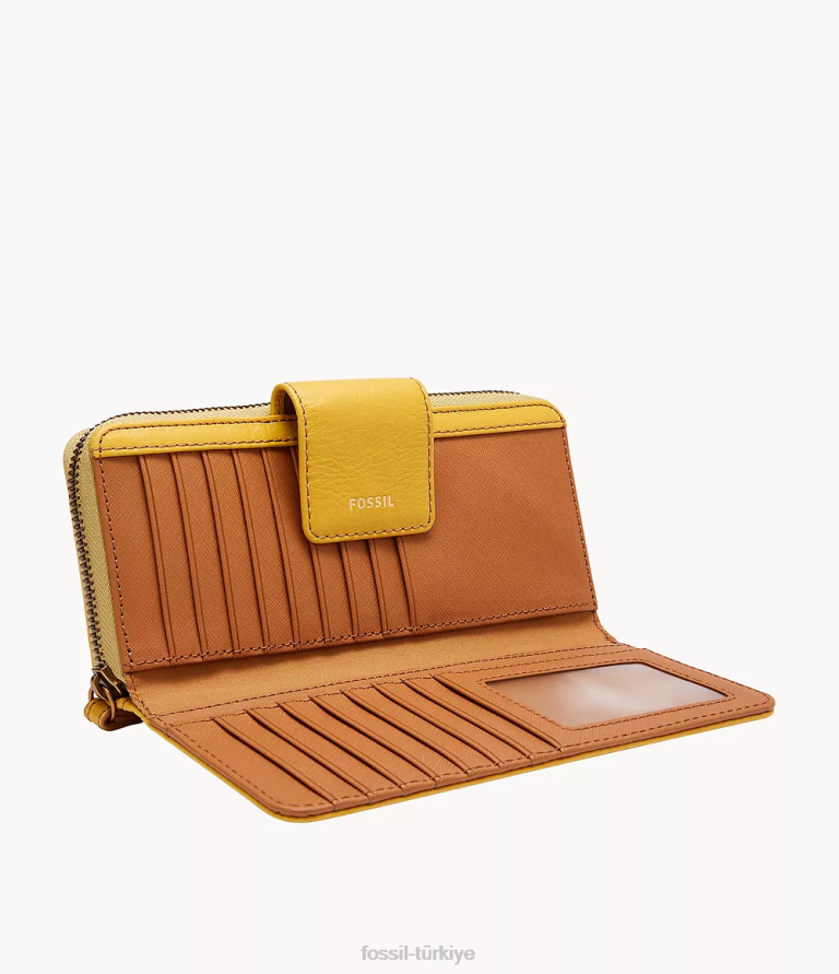 Fossil 6J04855 sarı madison fermuarlı debriyaj cüzdan kadınlar