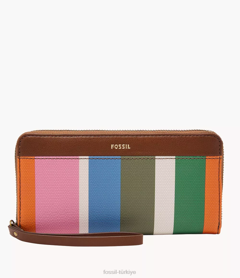 Fossil 6J04859 çizgili jori zip debriyaj cüzdan kadınlar