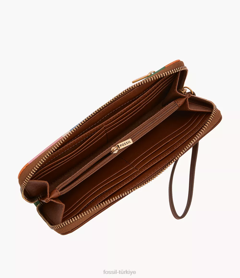 Fossil 6J04859 çizgili jori zip debriyaj cüzdan kadınlar