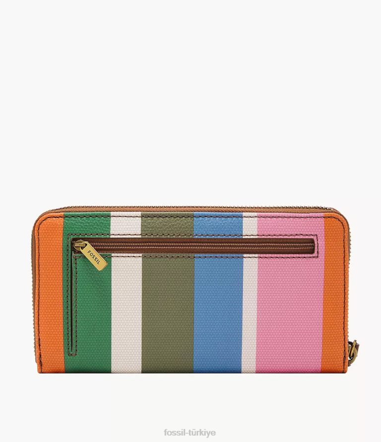 Fossil 6J04859 çizgili jori zip debriyaj cüzdan kadınlar