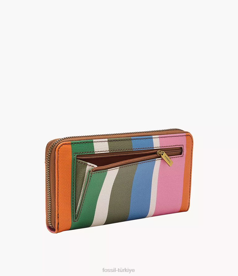 Fossil 6J04859 çizgili jori zip debriyaj cüzdan kadınlar