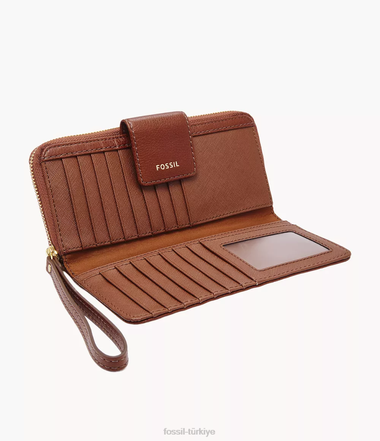 Fossil 6J04868 kahverengi madison fermuarlı debriyaj cüzdan kadınlar