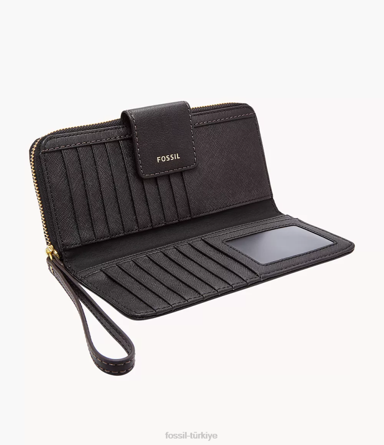 Fossil 6J04878 siyah madison fermuarlı debriyaj cüzdan kadınlar