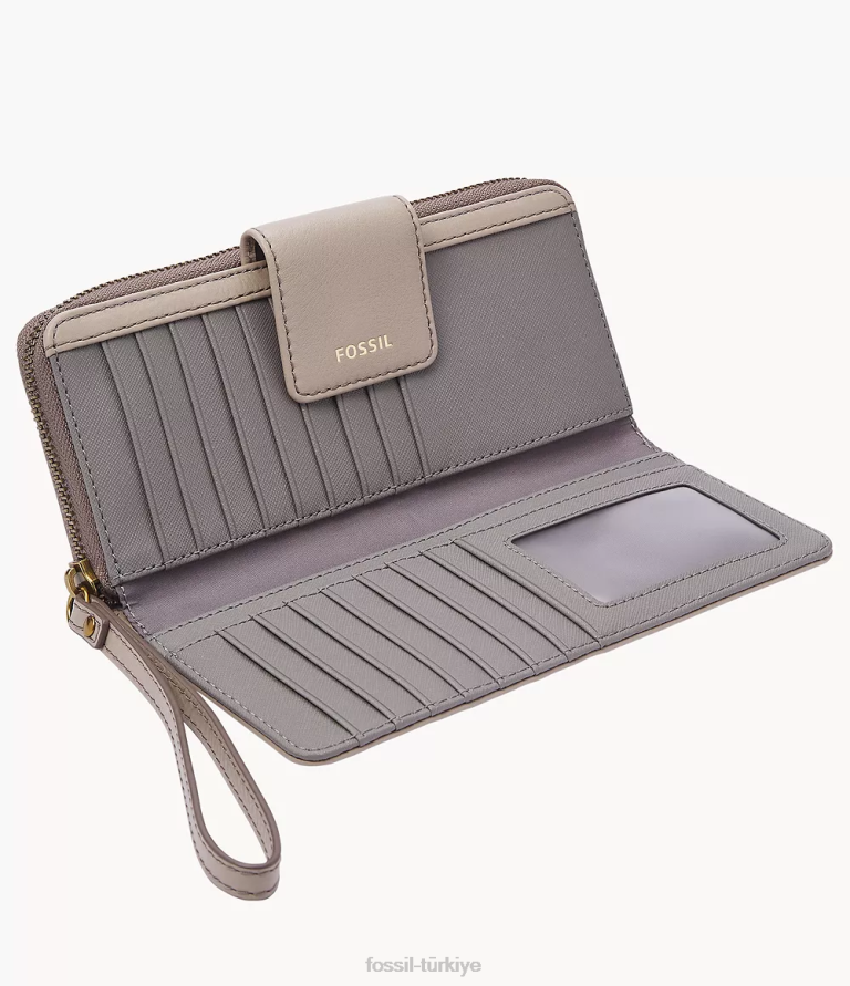 Fossil 6J04888 gri madison fermuarlı debriyaj cüzdan kadınlar