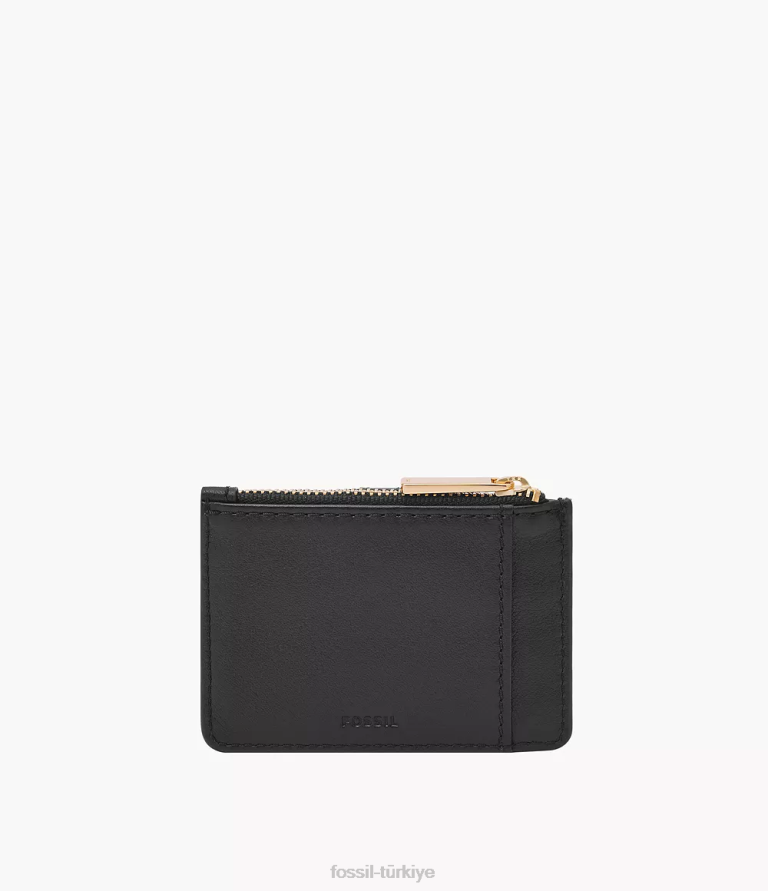 Fossil 6J04761 siyah vada zip kart durumda cüzdan kadınlar