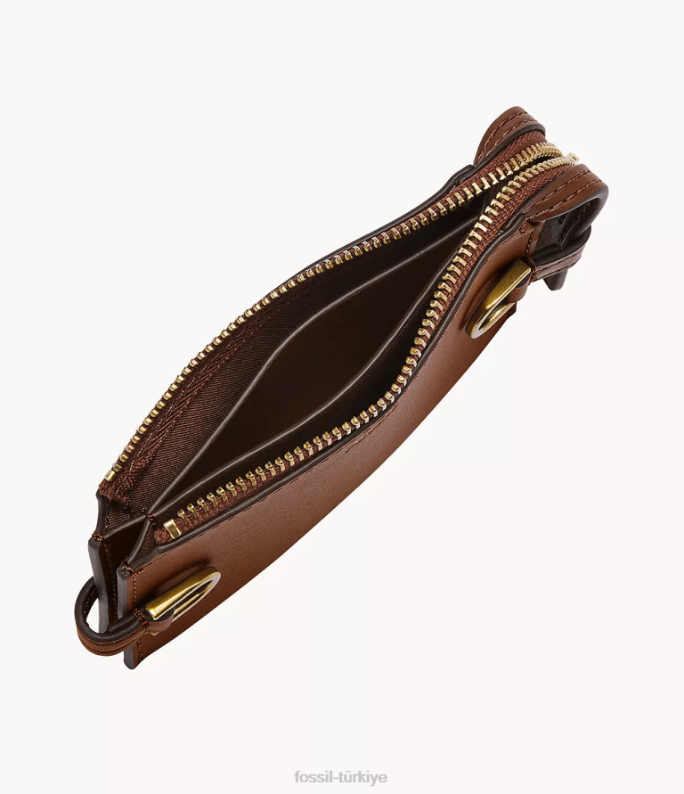 Fossil 6J04771 kahverengi kier kaktüs deri kart kılıfı cüzdan kadınlar