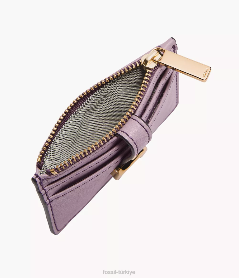 Fossil 6J04780 mor vada zip kart durumda cüzdan kadınlar